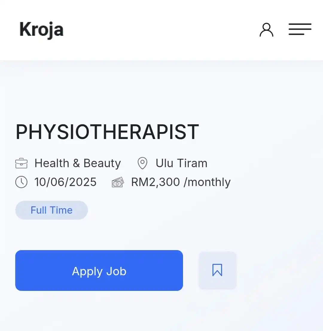 Image from KROJA - Job Vacancy Malaysia: Company: JBM PHYSIO REHABILITATION Location: Ulu Tiram, Johor Apply 👉...