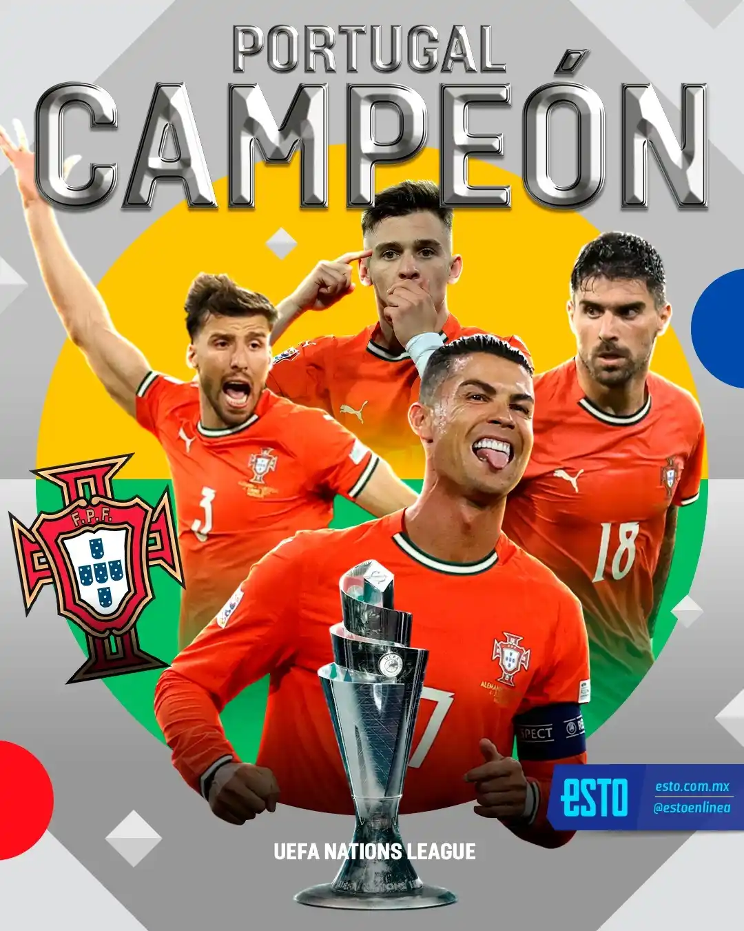 Image from El Sol de León 🦁: *Cristiano Ronaldo es campeón de la UEFA Nations League! 🏆🇵🇹* El m...