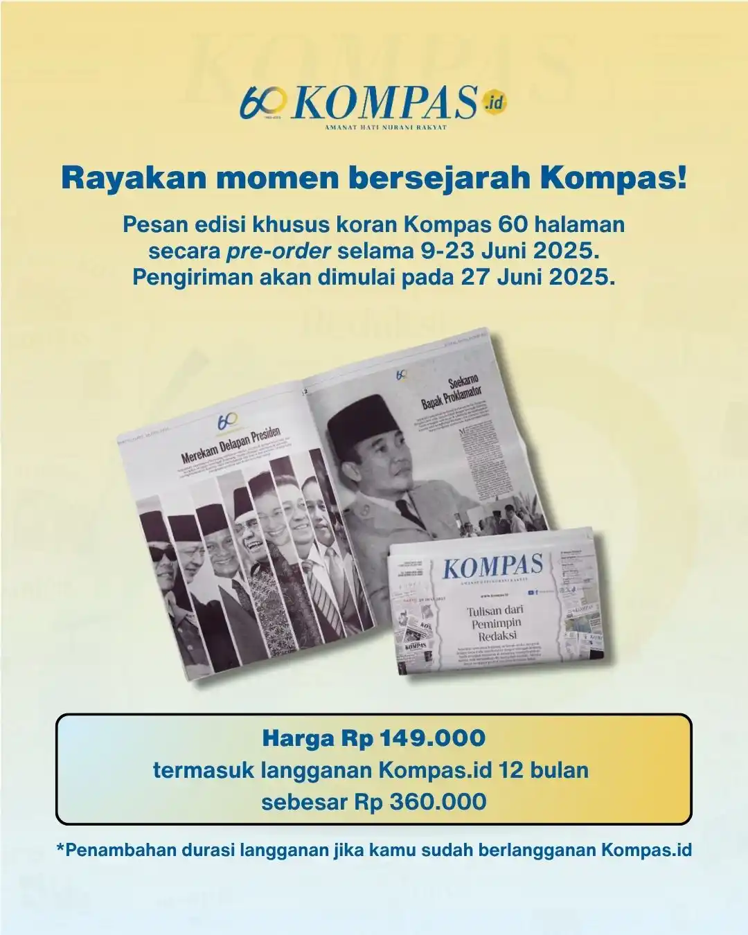 Image from Harian Kompas (Kompas.id): *Dapatkan Koran Edisi Khusus 60 tahun Harian Kompas* yang akan membawa...