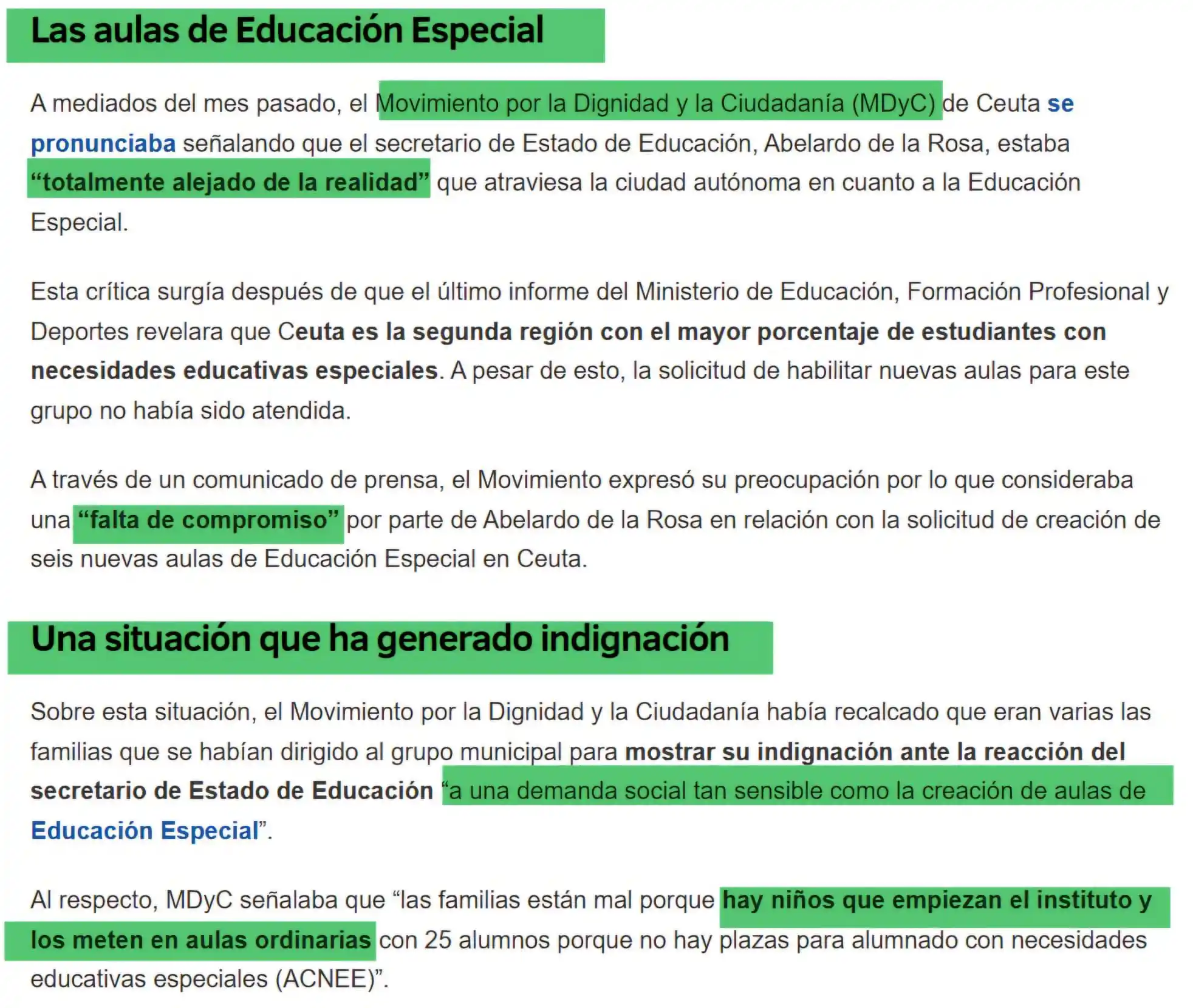 Image from MDyC Ceuta: ‼️Desde el MDyC ya denunciamos en su día la falta de compromiso del se...