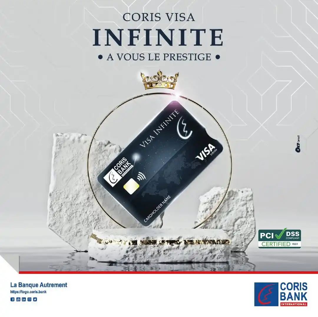 Image from Coris Bank International Togo: Explorez un monde de privilèges avec la 𝐜𝐚𝐫𝐭𝐞𝐬 𝐕𝐈𝐒𝐀 𝐈𝐧𝐟𝐢...