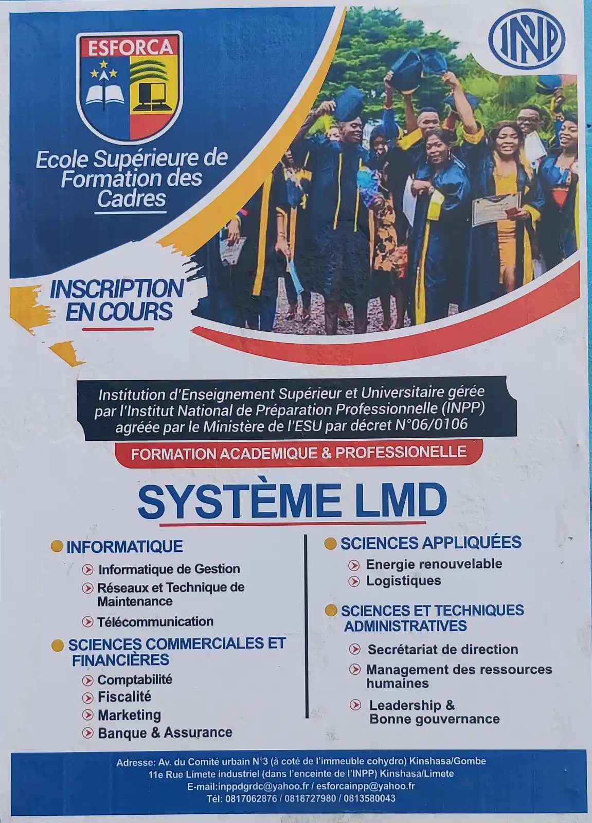 Image from Profil-infos.com: *Fiche de renseignements ESFORCA* L’École Supérieur de Formation des C...
