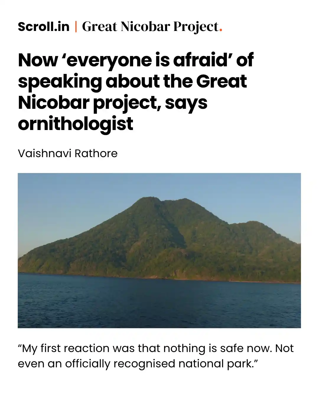 Image from Scroll.in: Great Nicobar Project | Dr Asad Rahmani, whose career as an ornitholog...