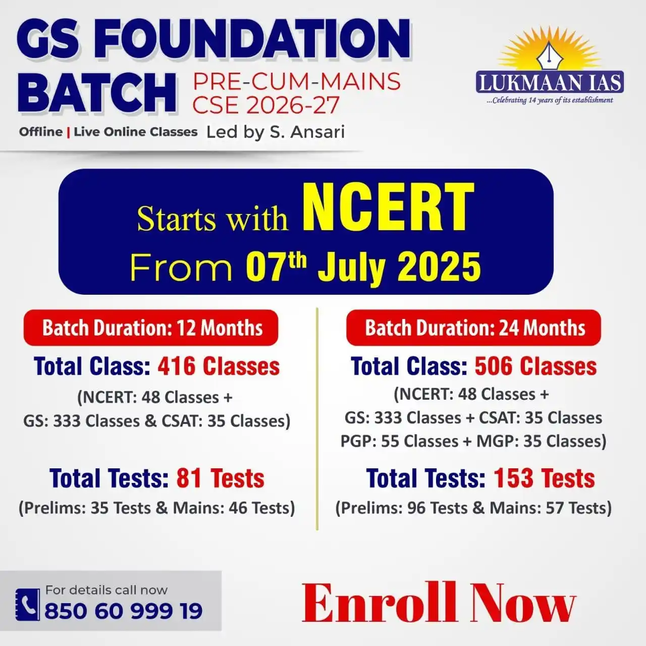 Image from Lukmaan IAS: 📢 GS FOUNDATION BATCH for CSE 2026-27 🎯 Prelims + Mains | Starts fr...