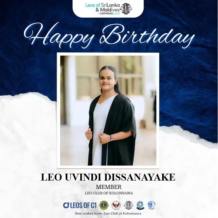 Image from Leo Club Of Kolonnawa: 🌟 Happy Birthday, Leo Uvindi Dissanayake! 🦁 The Leos of the Leo Clu...