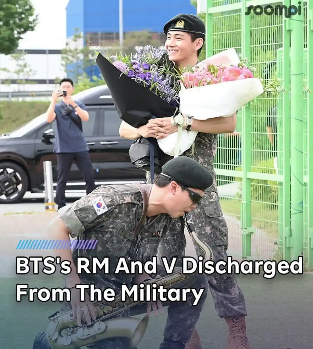 Image from The RK: Hey Guys, 👋 Finally the wait is over—BTS’s RM and V are back from th...