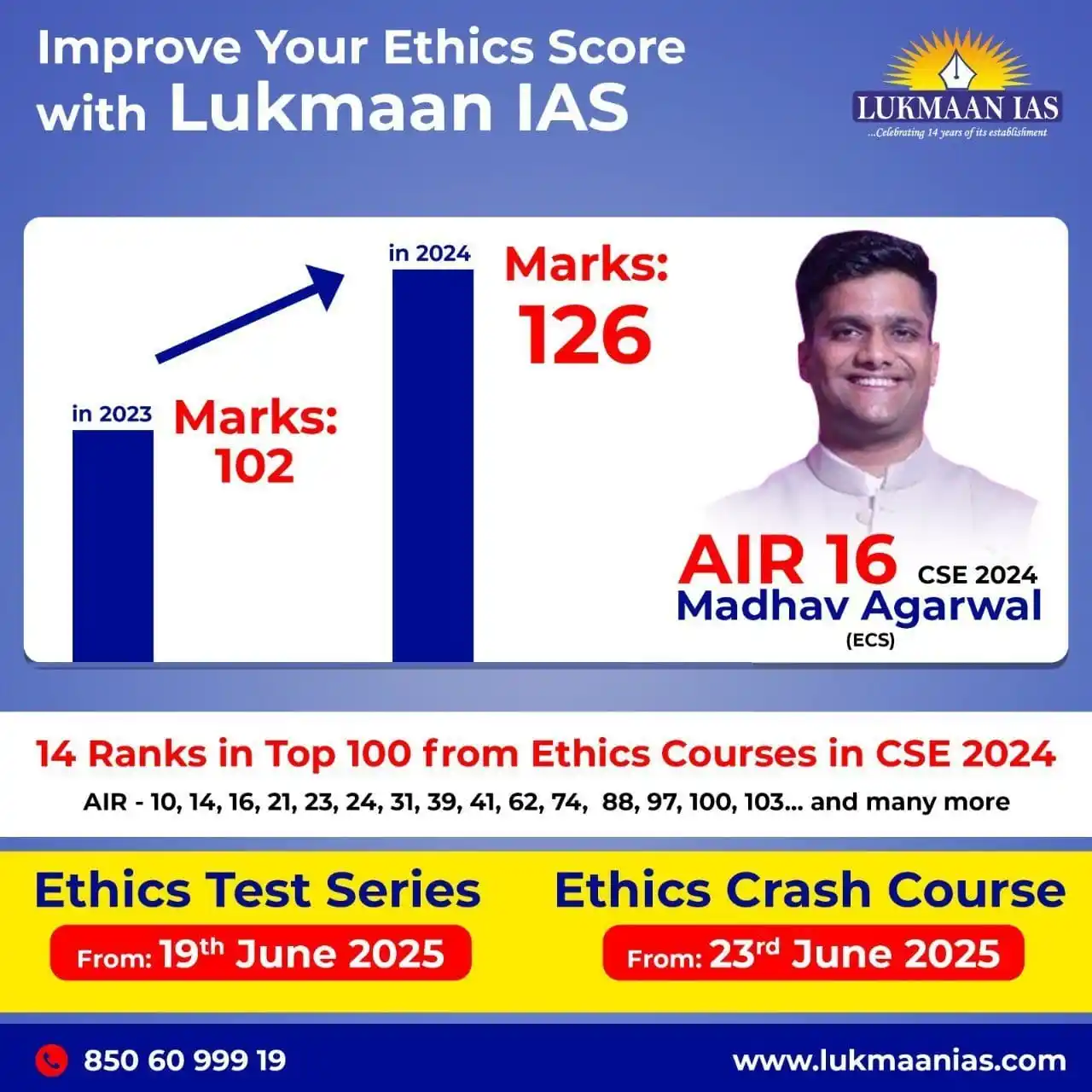 Image from Lukmaan IAS: 🚀 Improve Your Ethics Score with Lukmaan IAS! From 102 to 126 marks,...