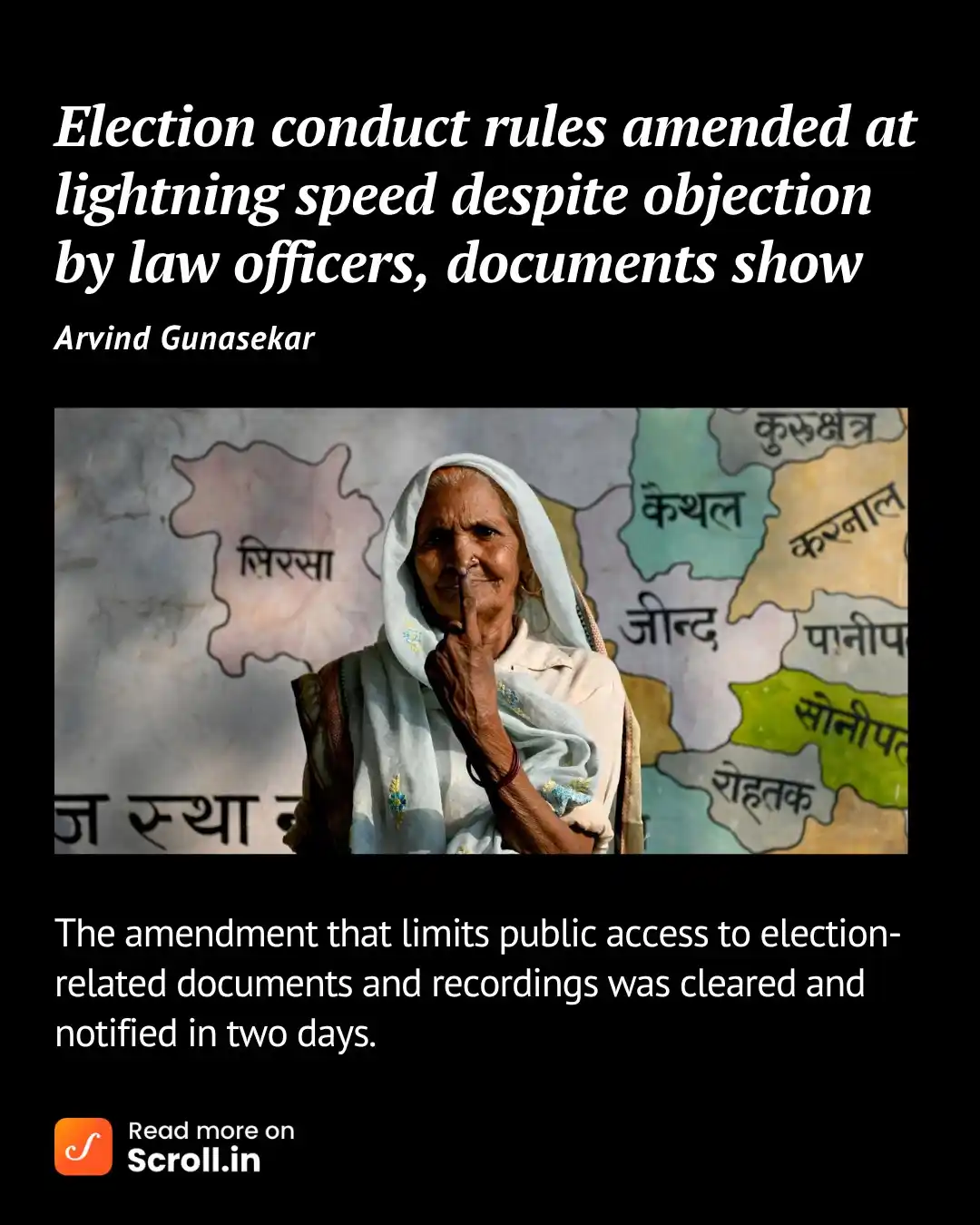 Image from Scroll.in: In December, the Centre changed election conduct rules days after the ...