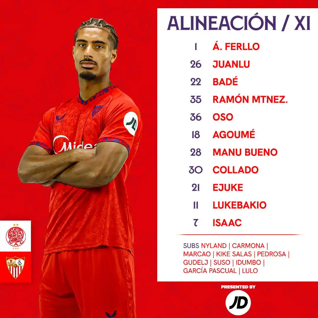 Image from Sevilla FC: ONCE inicial del Sevilla FC 🤍❤️ 🚨 El amistoso en Casablanca ante el...