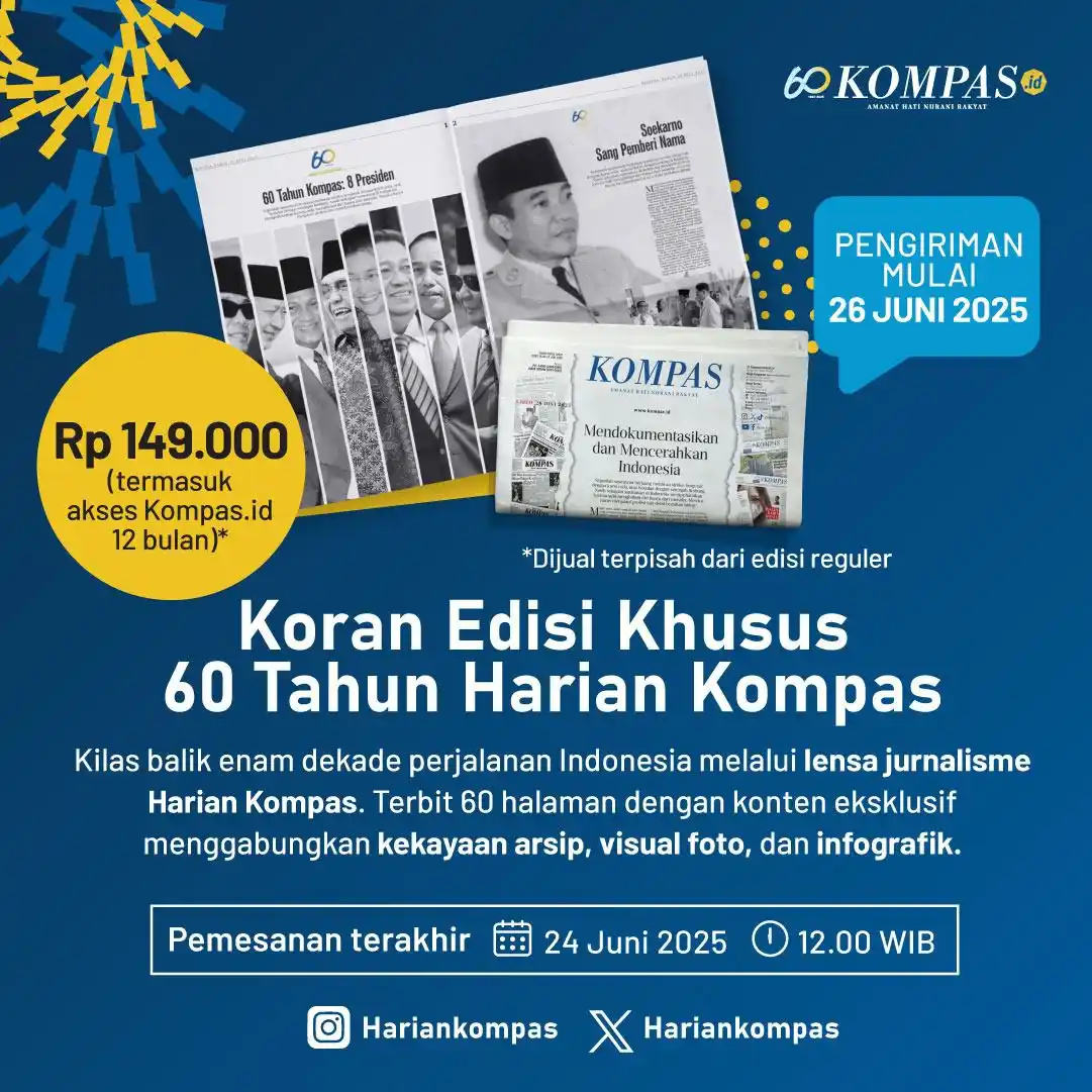 Image from Harian Kompas (Kompas.id): 📣 _*Spesial Edisi Khusus 60 tahun Harian Kompas (Kompas.id) !*_ 🎉 D...