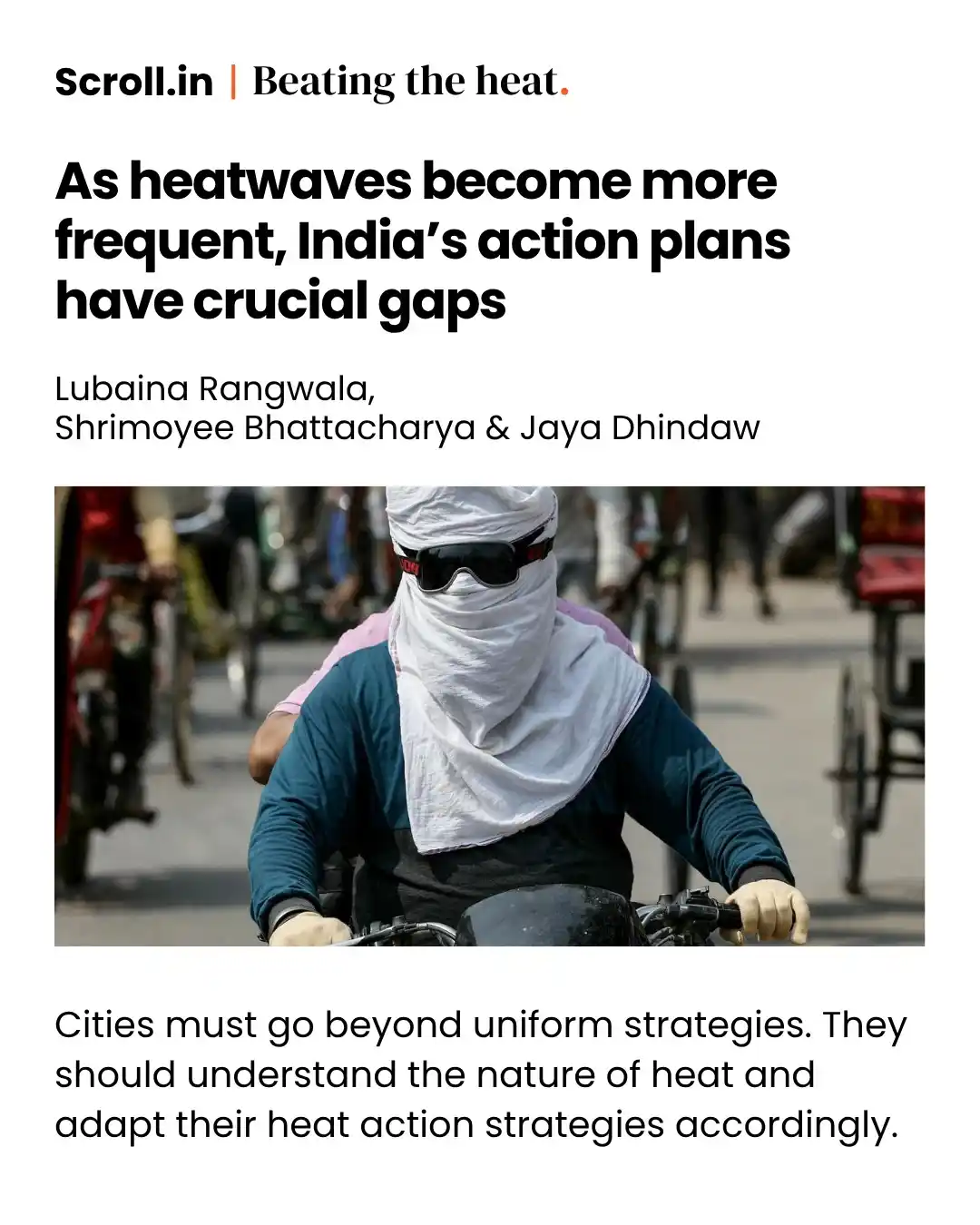 Image from Scroll.in: To make heat responses effective, Indian cities must go beyond uniform...