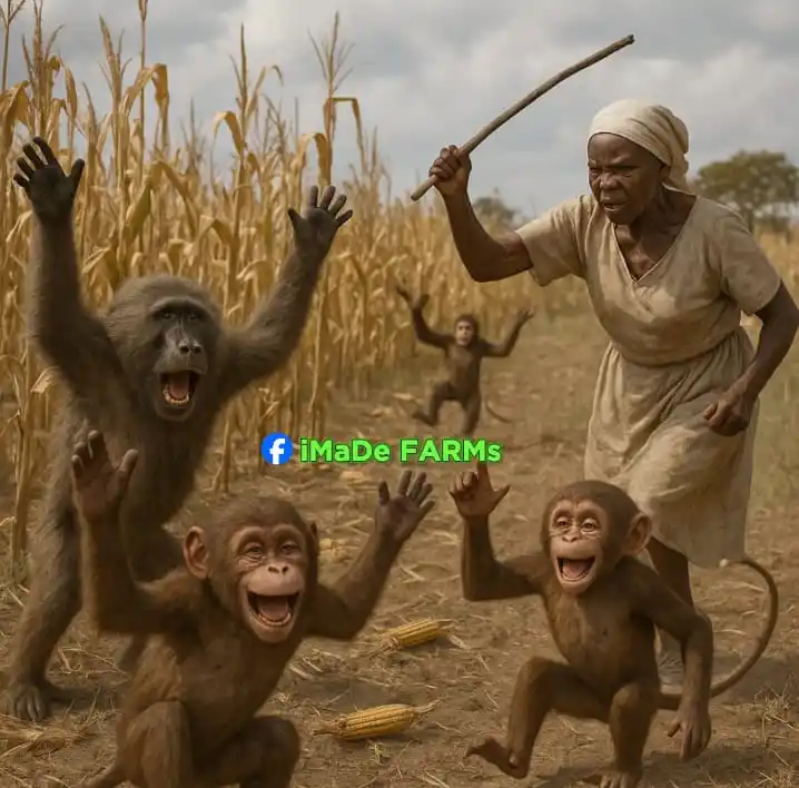 Image from iMaDe FARMs: When baboons and monkeys heard that the farmer who used to chase them ...