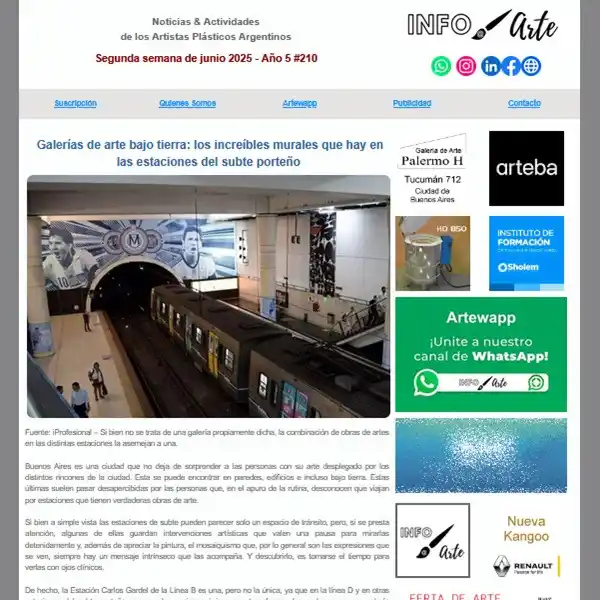 Image from 🎨 - ArteWapp by Info Arte 🇦🇷: 🎨 *Ya está disponible Info Arte # 210 – Año 5, 2 semana de junio* Lo...