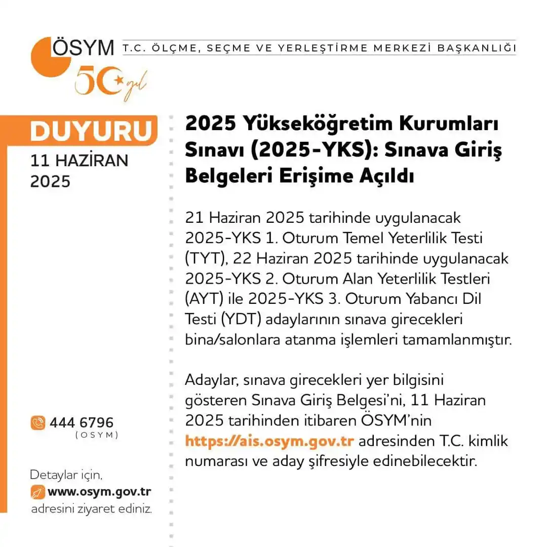 Image from Web'de Öğren Platformları: 2025 Yükseköğretim Kurumları Sınavı (2025-YKS): Sınava Giriş Belgeleri...