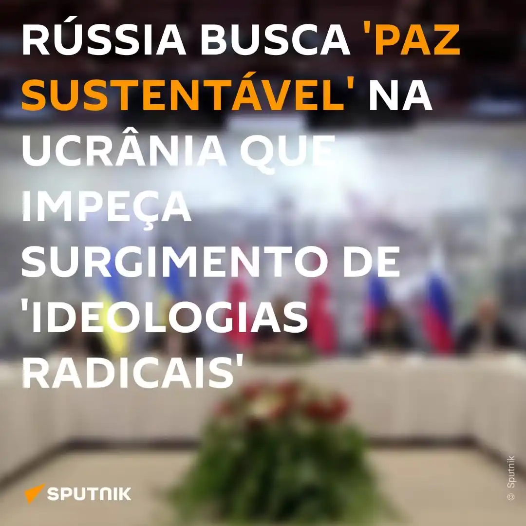 Image from Sputnik Brasil: 🤝 A segunda rodada de negociações entre as delegações de Moscou e Kie...