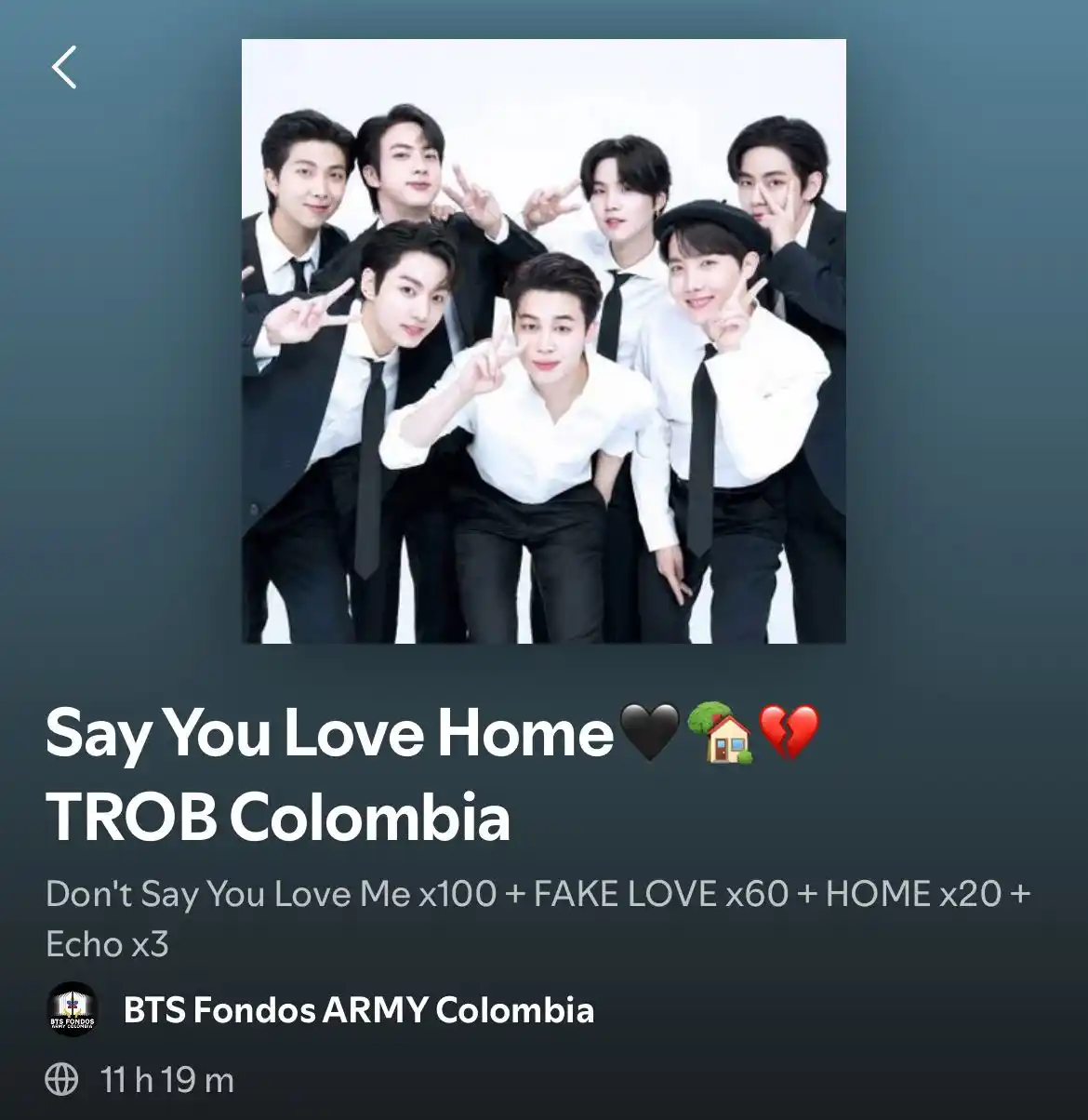 Image from BTS Fondos ARMY Colombia 🇨🇴💜🎧: 🚨 ACTUALIZACIÓN TROB COLOMBIA 🚨 Ya está disponible la nueva playlist...