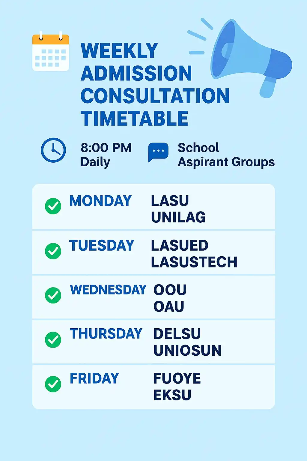 Image from LEGITDAN CONSULTS : *🎓 ADMISSION CONSULTATION WEEK IS HERE* ✅ _Are you an aspirant of LAS...