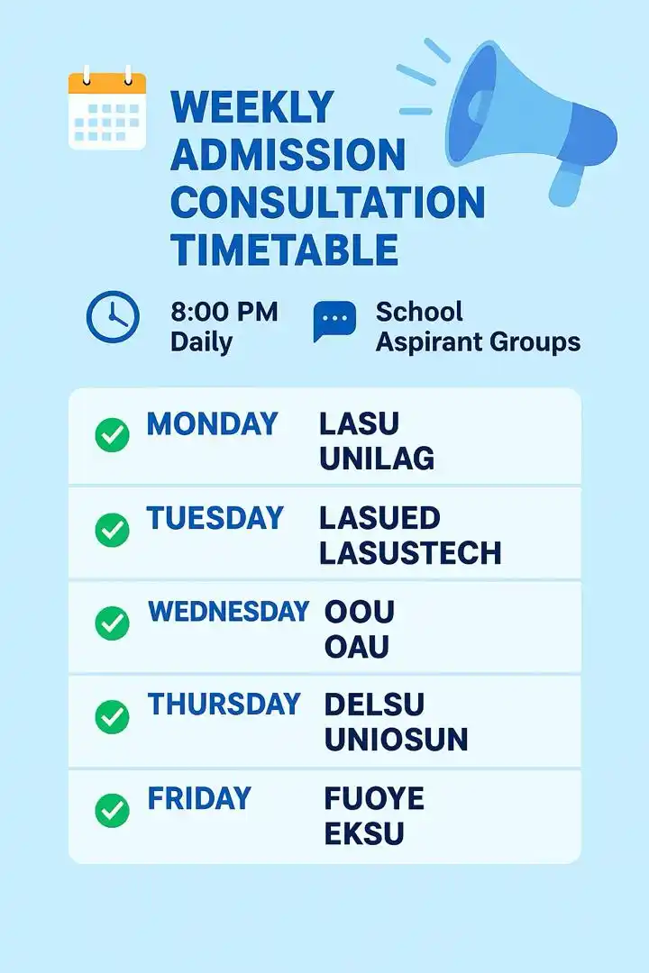 Image from LEGITDAN CONSULTS : *🎓 ADMISSION CONSULTATION WEEK IS HERE* ✅ _Are you an aspirant of LAS...