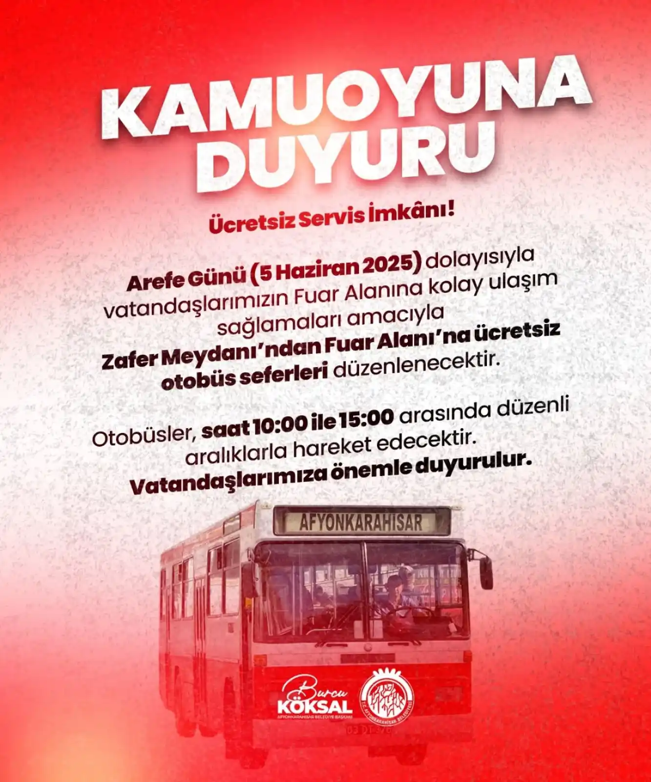 Image from Afyonhaber: Afyonkarahisar Belediyesinden, 5 Haziran 2025 Arefe günü Fuar Pazar Al...