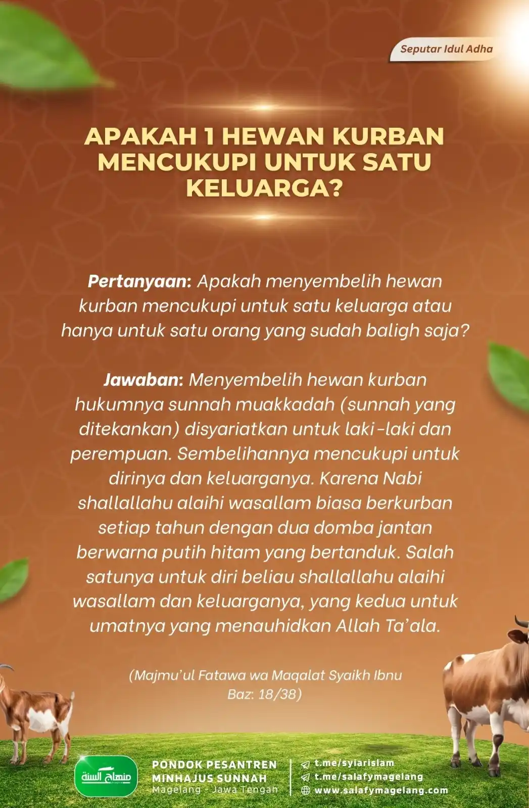Image from Salafy Magelang: 📬🏡🗓 *APAKAH 1 HEWAN KURBAN MENCUKUPI UNTUK SATU KELUARGA?* <a clas...
