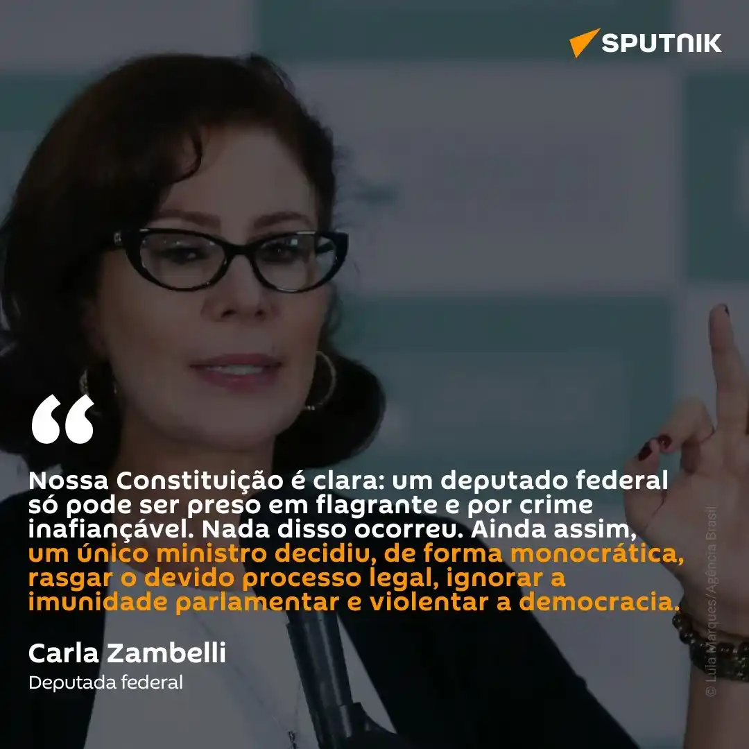 Image from Sputnik Brasil: 💬 Após a ordem de prisão emitida pelo ministro Alexandre de Moraes, a...