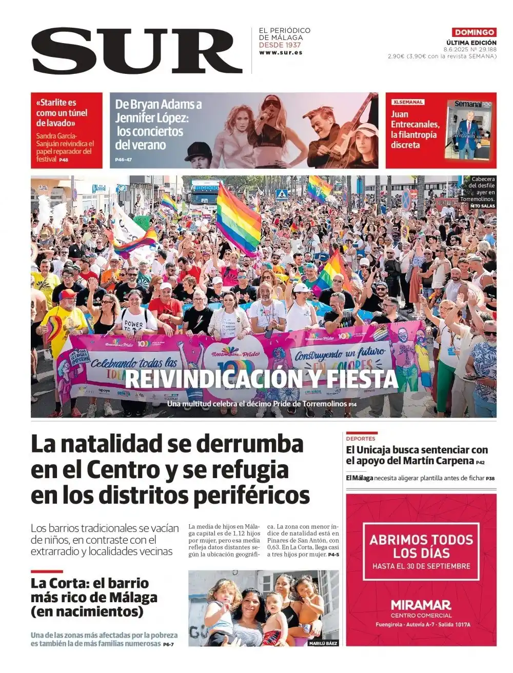 Image from Diario SUR: 📰 *¡Buenos días! Hoy nuestra portada destaca que la natalidad se derr...