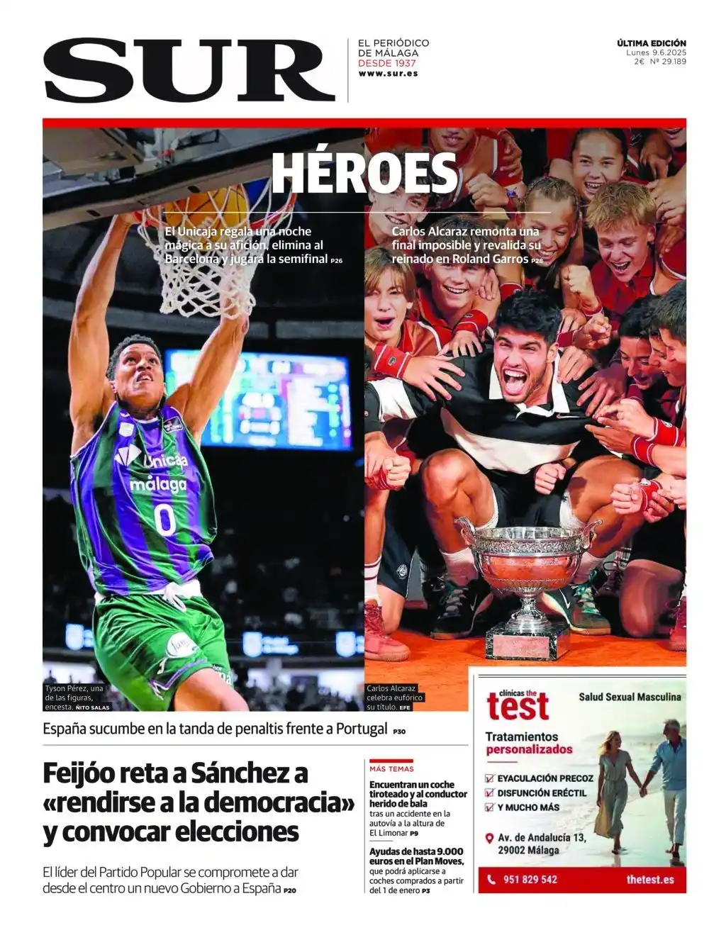 Image from Diario SUR: ☕📰 *¡Buenos días! Lunes de héroes: por un lado el Unicaja, que logró ...