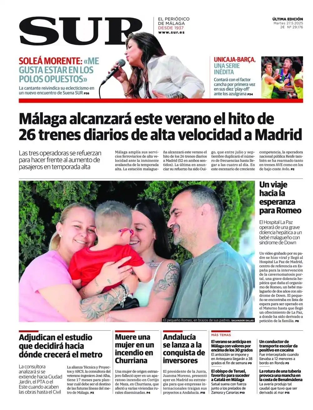 Image from Diario SUR: ☕📰 *¡Buenos días! Romeo, un pequeño guerrero que viaja hacia la esper...