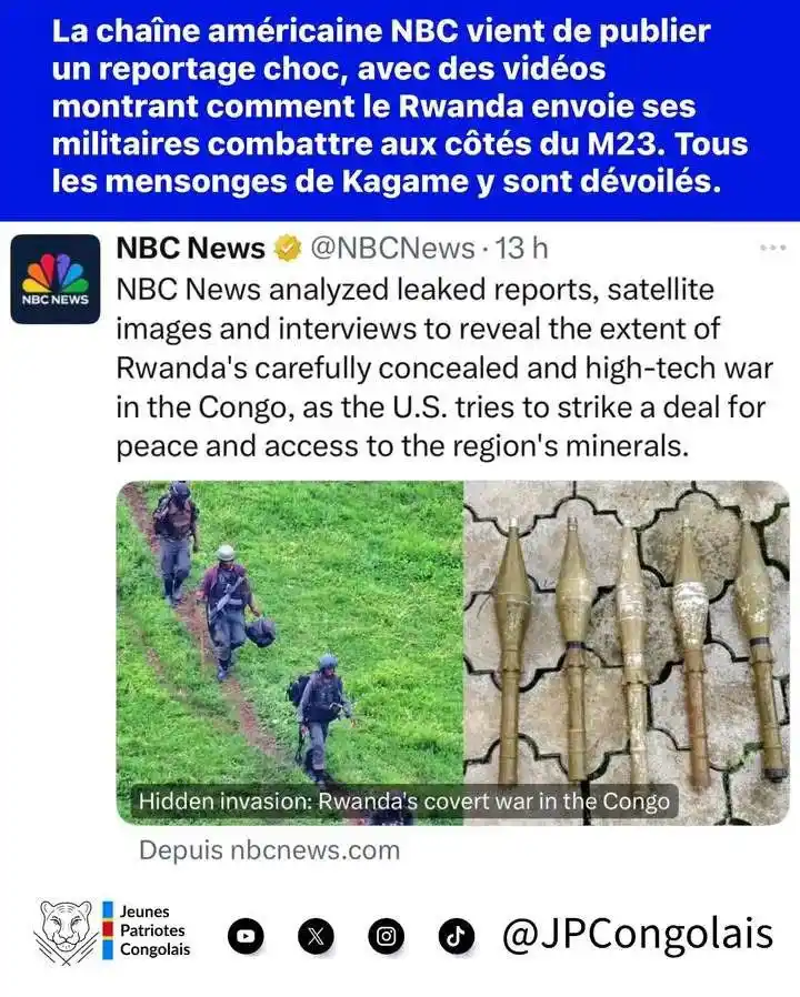 Image from Iyi si WhatsApp Channel by pr Hakizimana Maurice : Ce monde|| NBC News sur le Rwanda en RDC https://www.nbcnews.com/world...