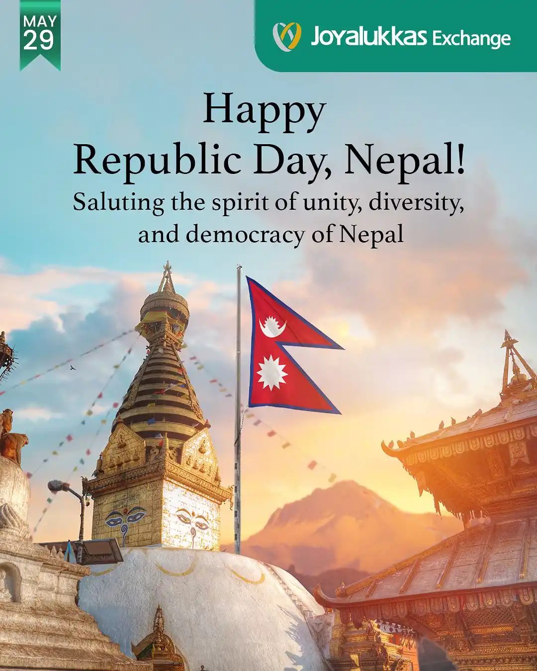Image from Joyalukkas Exchange Kuwait : Celebrating the pride of Nepal, saluting its diversity!  Happy Republi...
