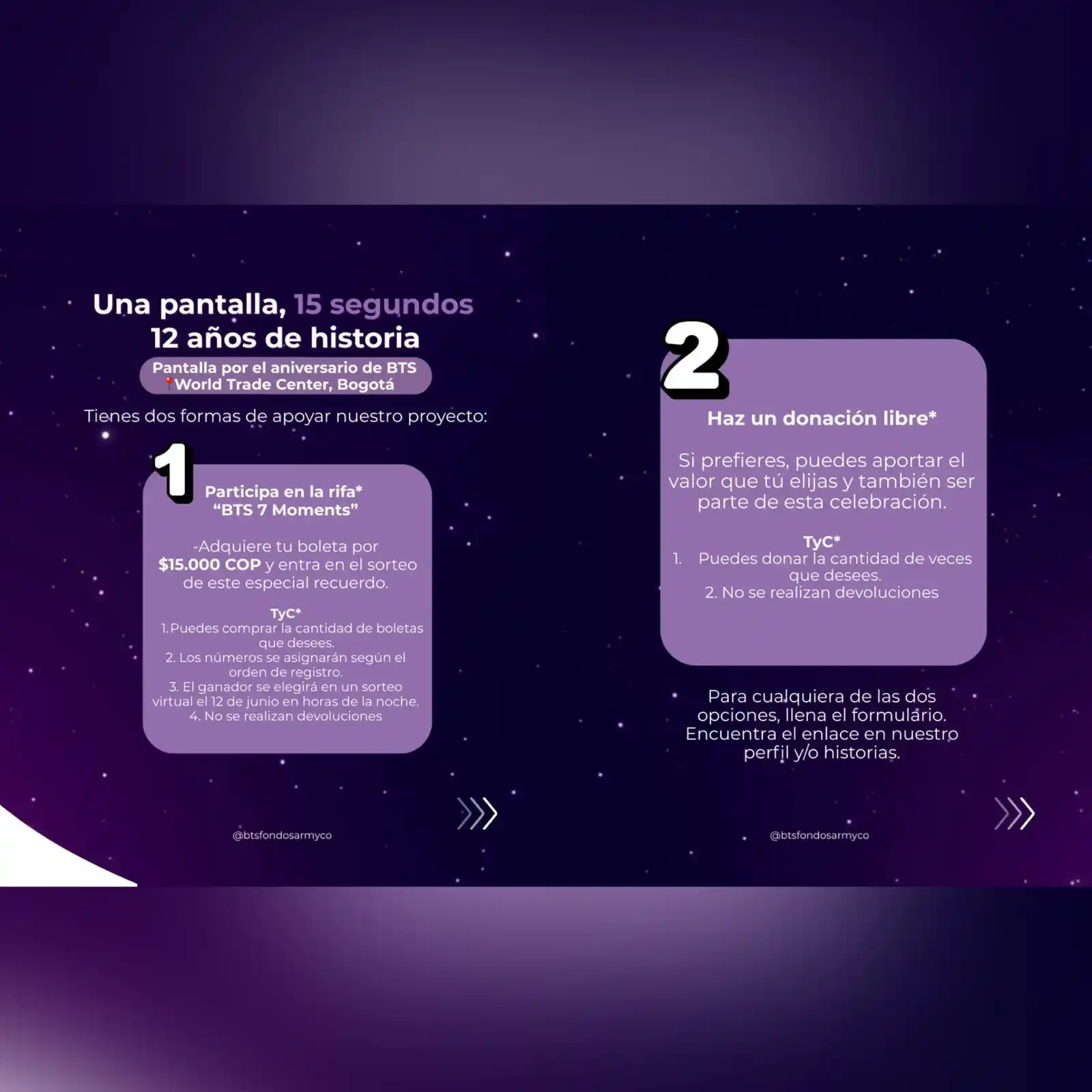 Image from BTS Fondos ARMY Colombia 🇨🇴💜🎧: 🚨🥹🇨🇴 ARMY, llevamos el 45% del proyecto “Volver a Encontrarnos”, p...