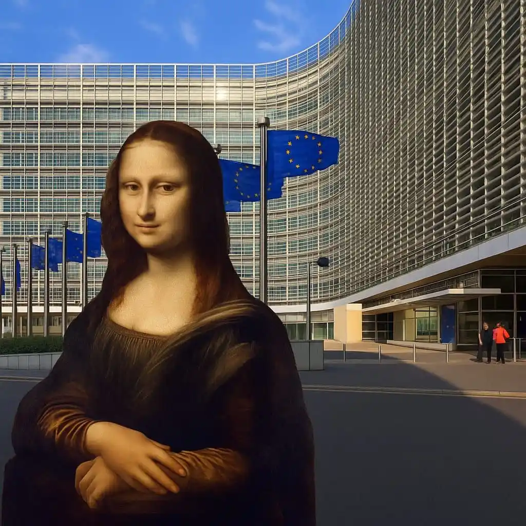 Image from ANCORA ITALIA UFFICIALE: Come monna Lisa stride con i palazzi di Bruxelles, così la sovranità n...