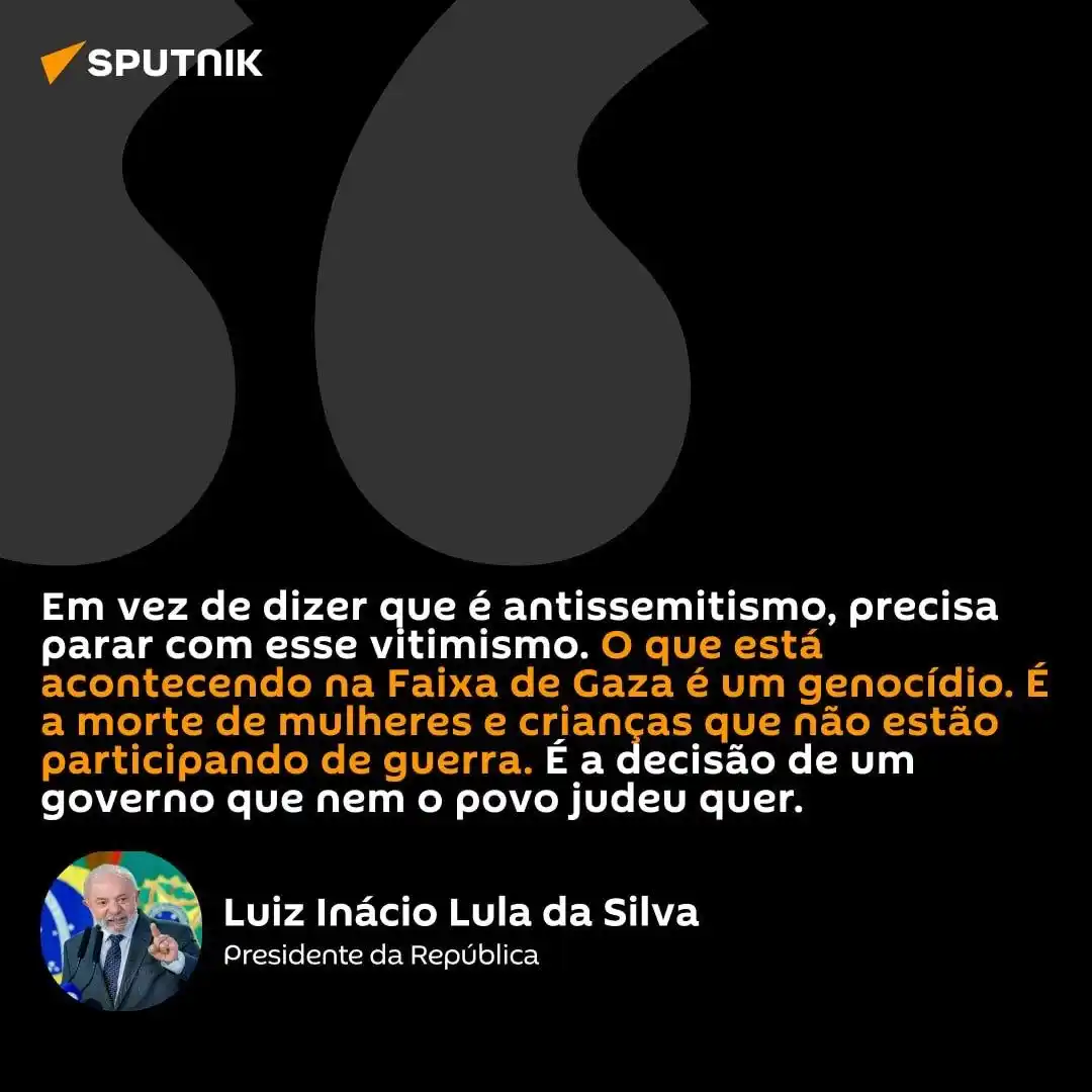 Image from Sputnik Brasil: 👉 Durante coletiva no Palácio do Planalto, o presidente Luiz Inácio L...
