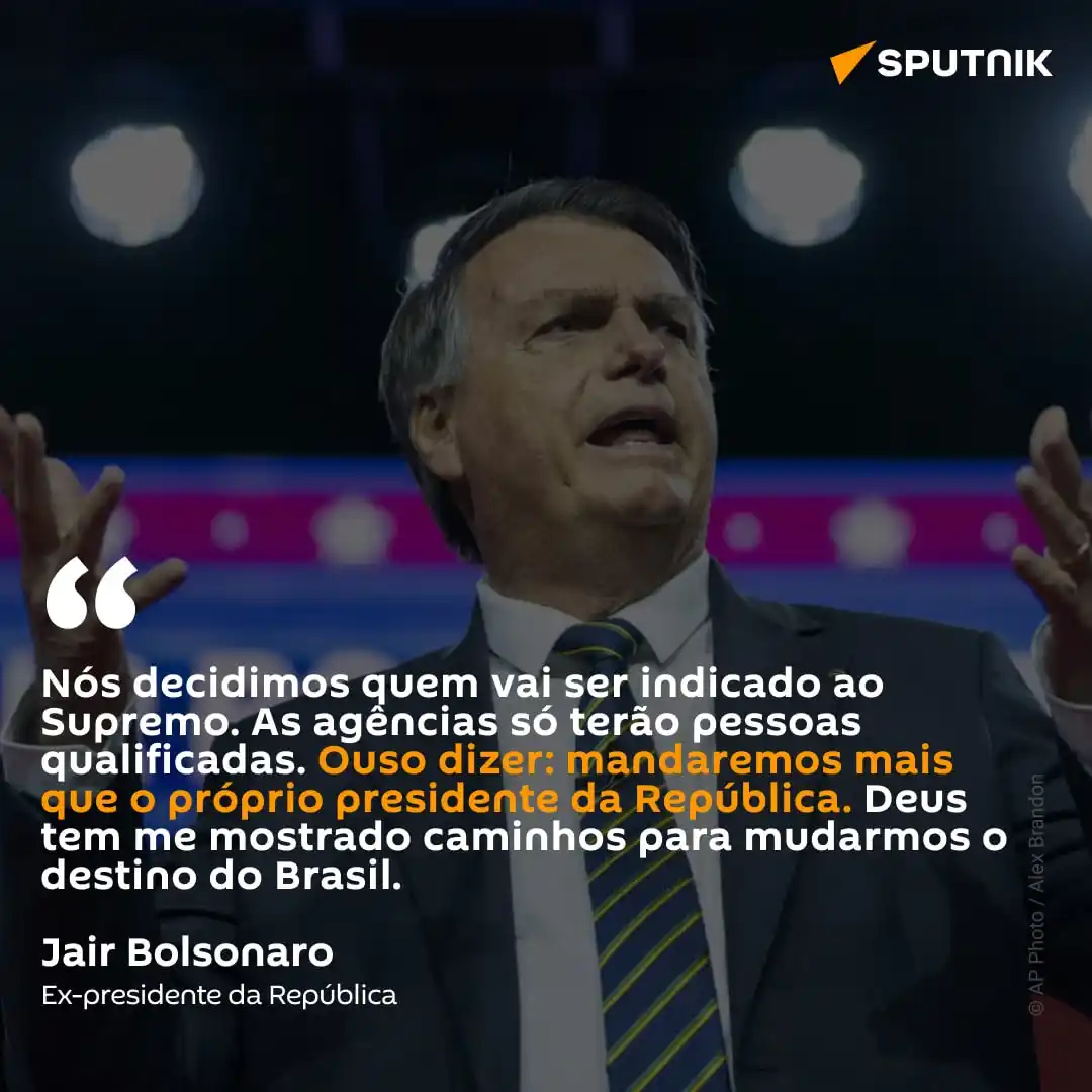 Image from Sputnik Brasil: 💬 Durante participação em um evento do PL Mulher em Brasília, o ex-pr...