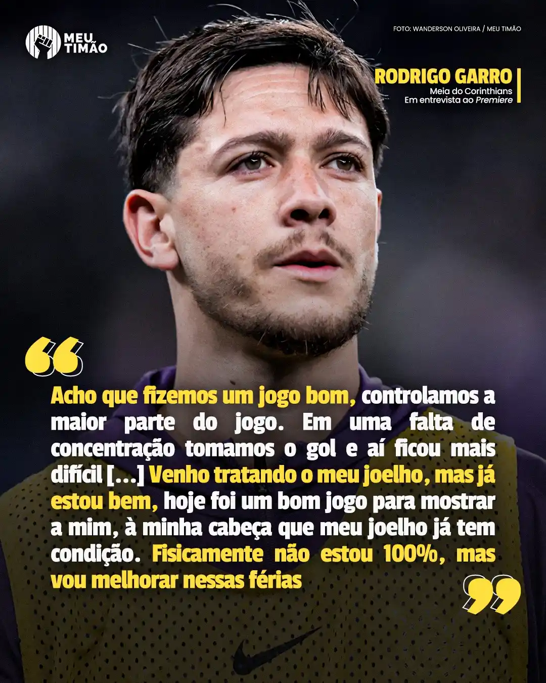 Image from Corinthians | Meu Timão: Garro avaliou a partida do Corinthians contra o Grêmio e falou sobre a...