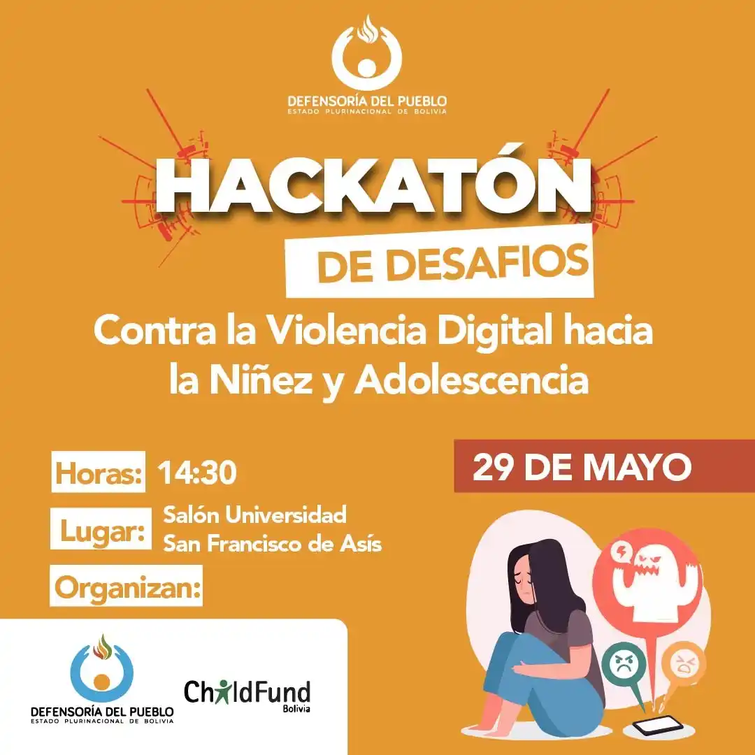 Image from Defensoría del Pueblo de Bolivia: 🟧 𝗛𝗔𝗖𝗞𝗔𝗧𝗢́𝗡 𝗗𝗘 𝗗𝗘𝗦𝗔𝗙𝗜𝗢𝗦  Nos ponemos en acción, Hac...