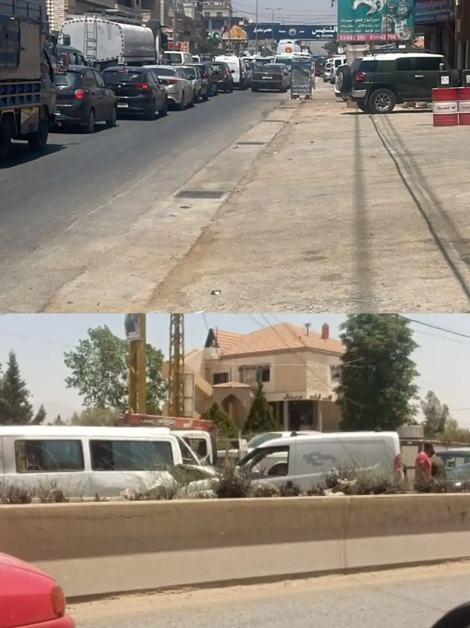 Image from Rasd News Leb: حادث سير بين سيارة من نوع رابيد واليتين من نوع فان على اوتوستراد بعلبك...