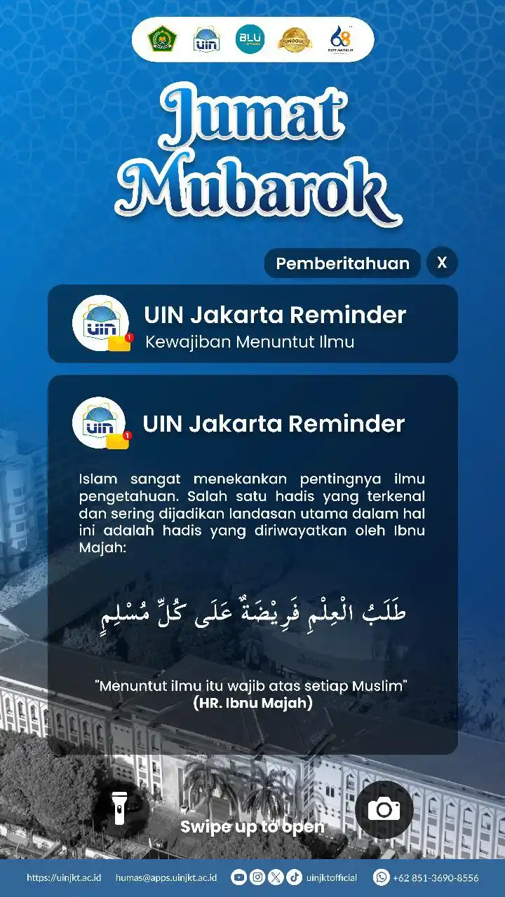 Image from UIN Syarif Hidayatullah Jakarta: 🌙 JUMAT MUBAROK — UIN JAKARTA REMINDER 🌙 ⠀ Di hari yang penuh berkah...