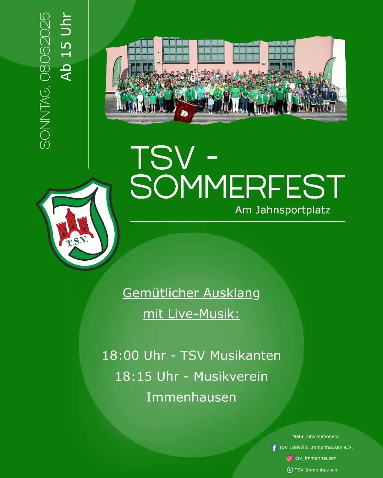 Image from TSV Immenhausen: 🎶 Kleine Änderung im musikalischen Abendprogramm! 🎶 Wir starten mit ...