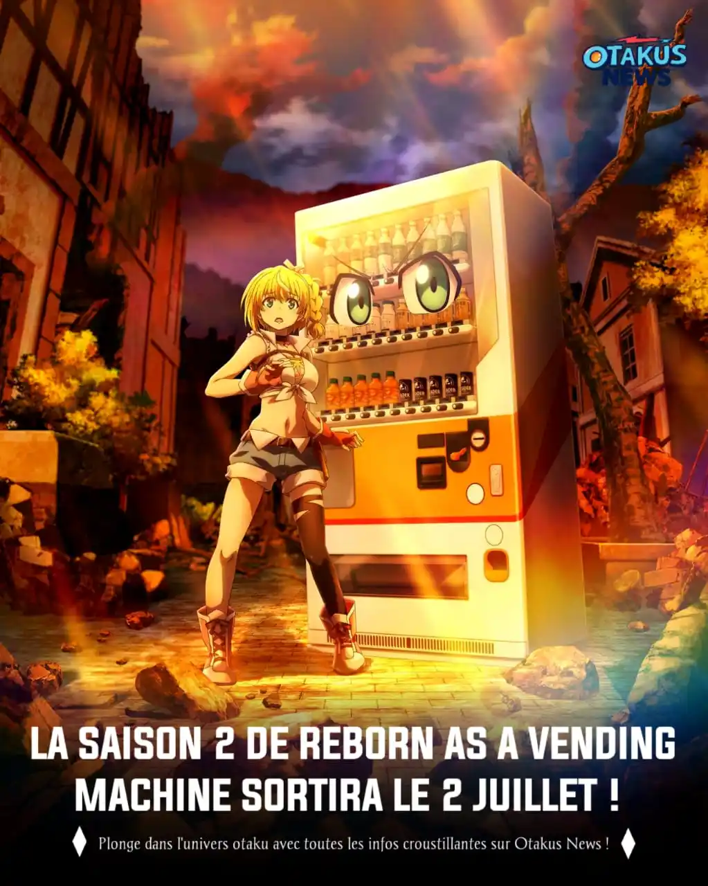 Image from OTAKUS NEWS ᯽: 🚨LA SAISON 2 DE L'ANIME REBORN AS A VENDING MACHINE SORTIRA LE 2 JUIL...