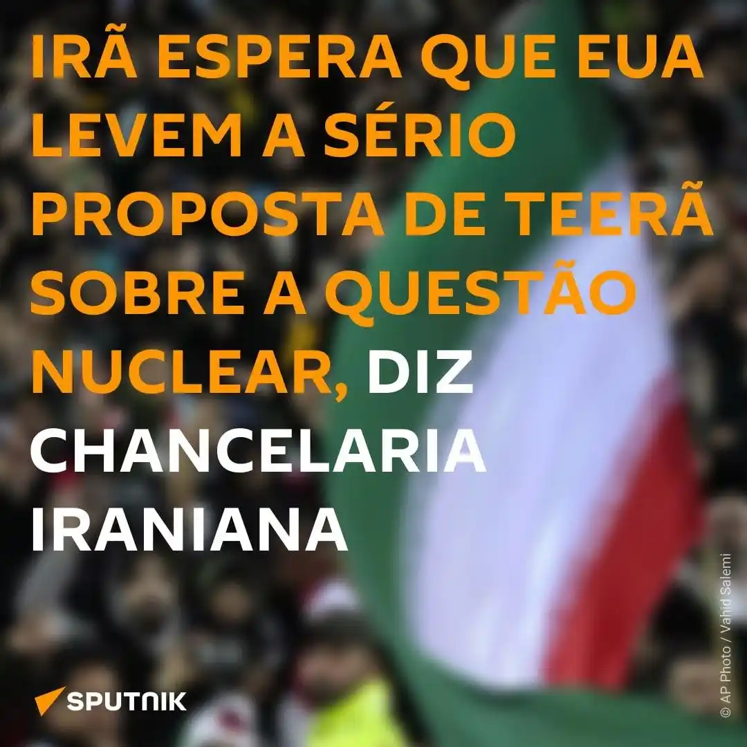 Image from Sputnik Brasil: 🗣 O Irã espera que os Estados Unidos considerem seriamente as propost...