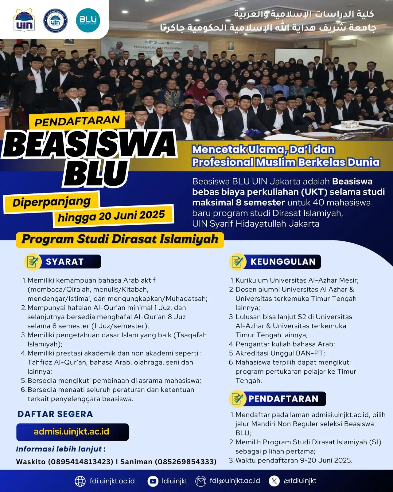 Image from UIN Syarif Hidayatullah Jakarta: *PENDAFTARAN DIPERPANJANG* 🎓 *BEASISWA BADAN LAYANAN UMUM (BLU)* 🎓 ...