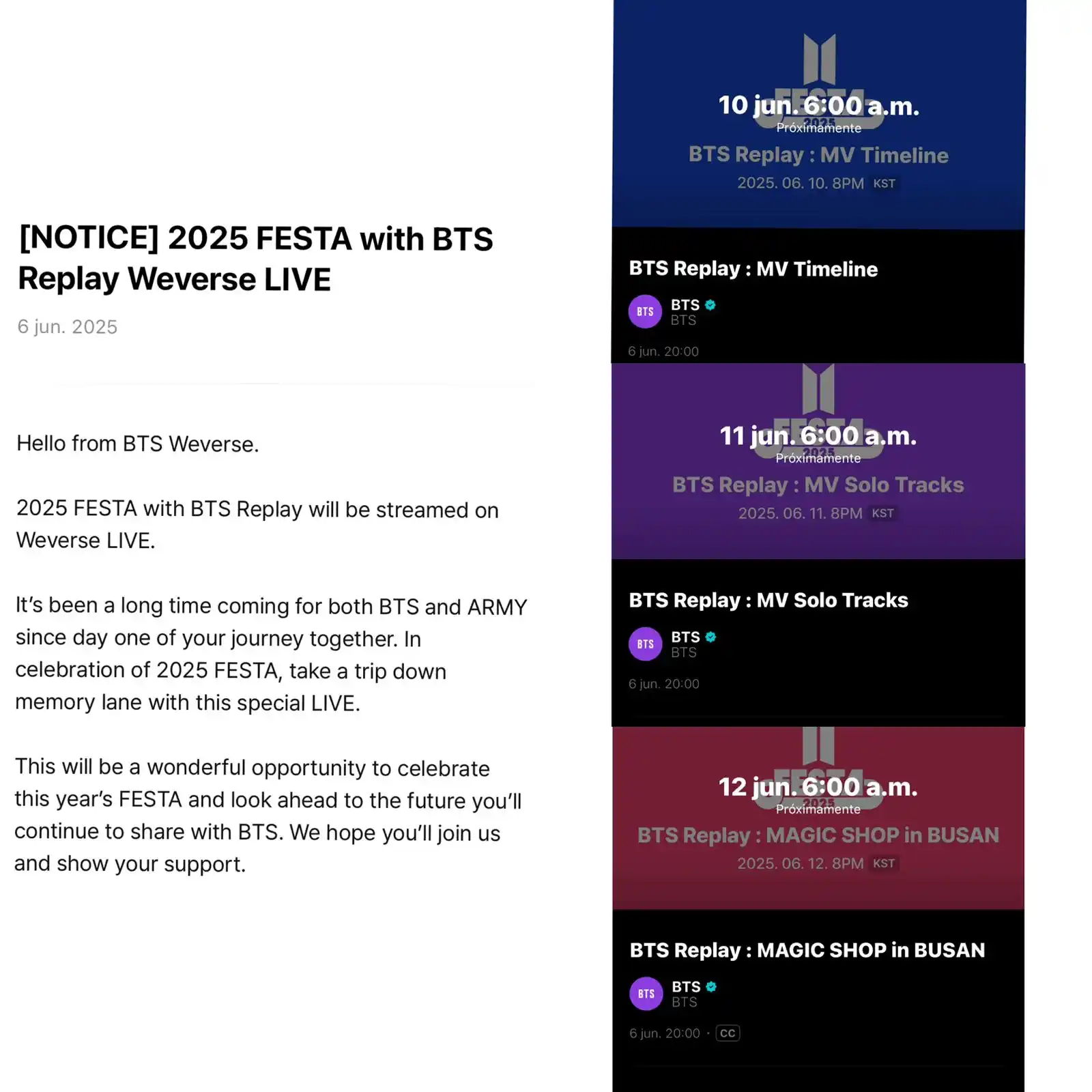 Image from BTS Fondos ARMY Colombia 🇨🇴💜🎧: 🎉 ¡Prepárate ARMY! El <a class="text-blue-500 hover:underline cursor-...