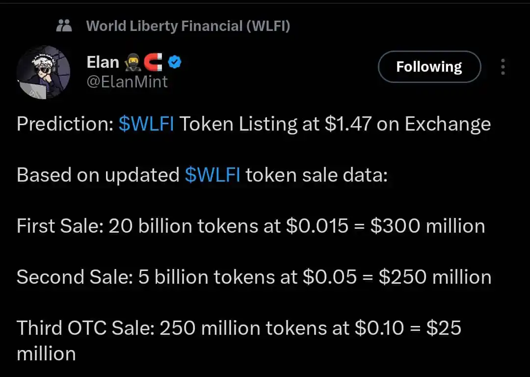 Image from DOBIS CRYPTO SERIES: *READ THE DETAILS 👇* Prediction: $WLFI Token Listing at $1.47 on Exc...