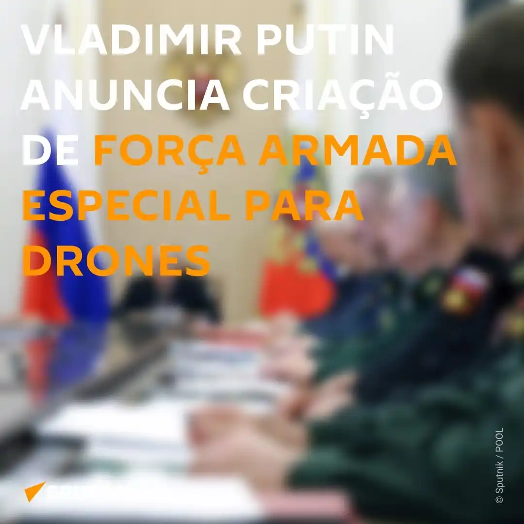 Image from Sputnik Brasil: 🇷🇺 O presidente da Rússia, Vladimir Putin, anunciou, durante uma reu...