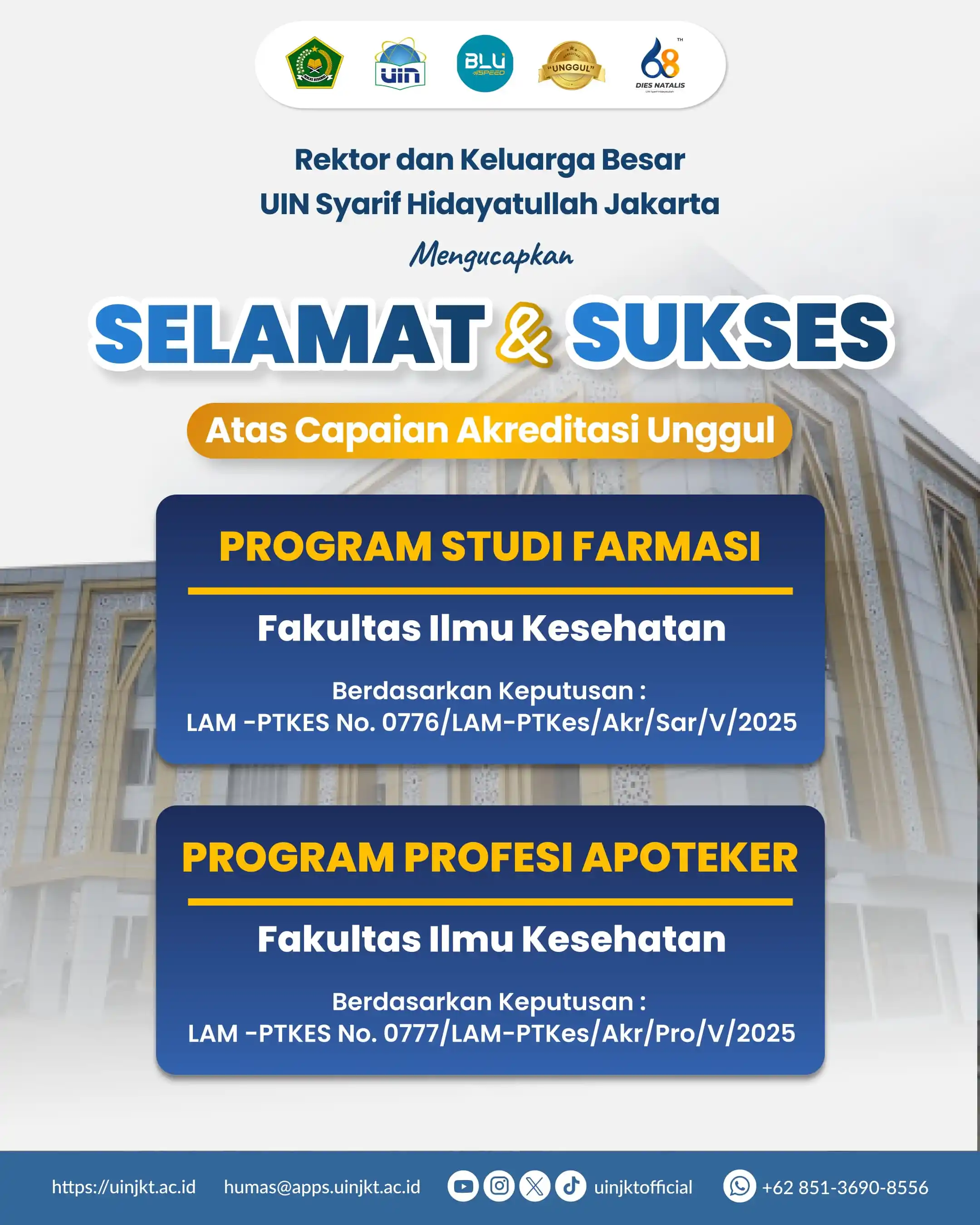 Image from UIN Syarif Hidayatullah Jakarta: Selamat dan Sukses atas pencapaian Akreditasi *Unggul* Program Studi F...