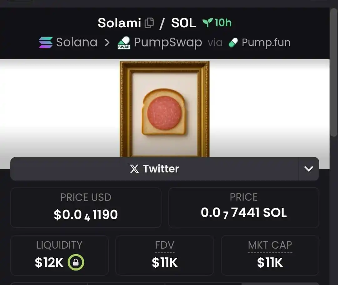 Image from Crypto Cent: Solami -- call at 11k MC (DYOR/NFA) CA: 9sTLbiXdjsFY4Wh1oZ6ReZK9amKK...