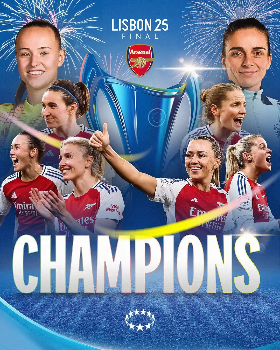 Image from UEFA Women’s Champions League: ❤️ The Gunners = 2025 UWCL WINNERS 🤩...