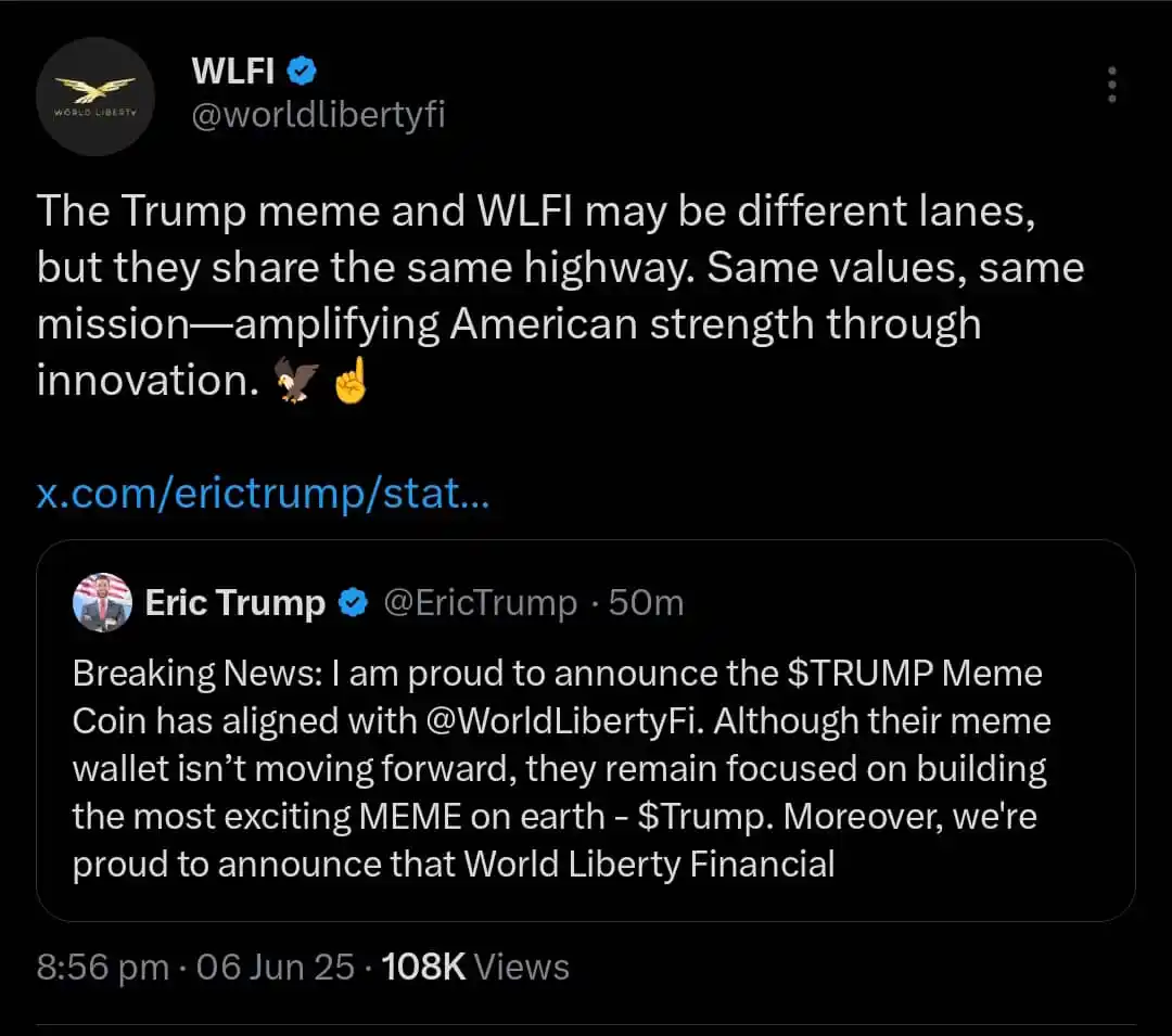 Image from DOBIS CRYPTO SERIES: The Trump meme and WLFI may be different lanes, but they share the sam...