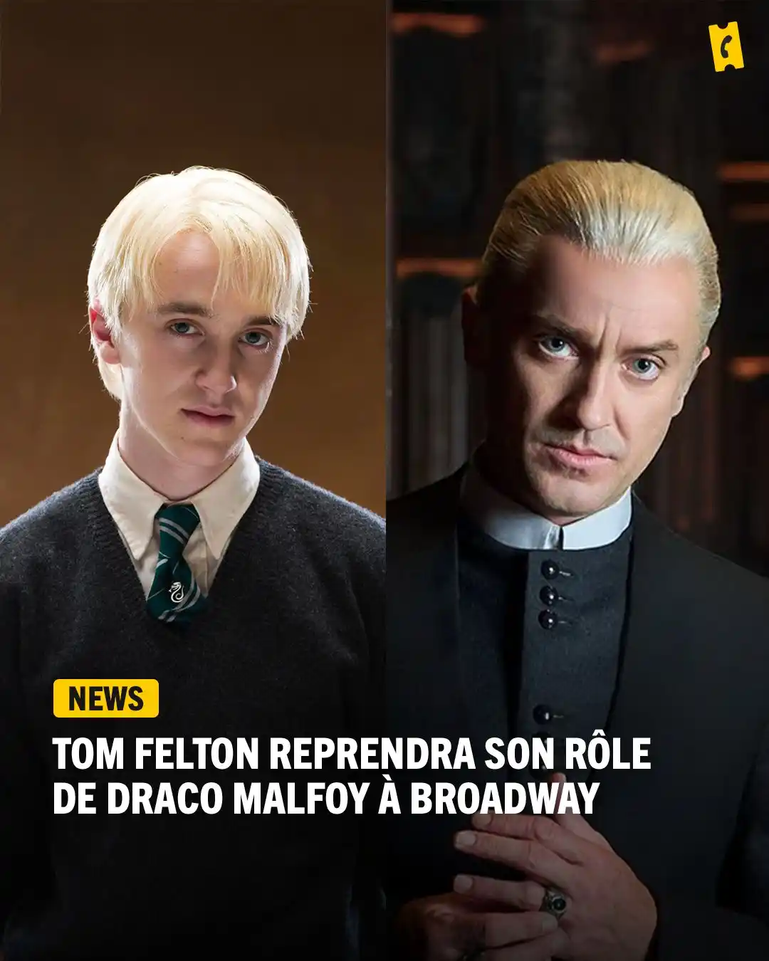Image from Allociné: 🐍 Tom Felton reprend son rôle de Drago Malefoy pour le spectacle « Ha...